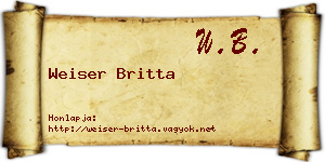 Weiser Britta névjegykártya